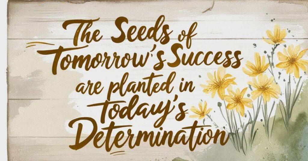 "The seeds of tomorrow's success are planted in today's determination."