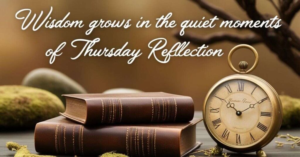 Thursday Positive Quotes " "Wisdom grows in the quiet moments of Thursday reflection." 