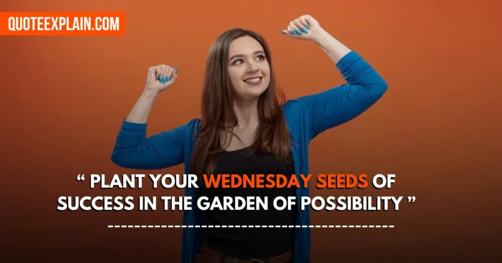 Plant your Wednesday seeds of success in the garden of possibility.