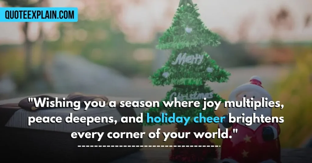 "Wishing you a season where joy multiplies, peace deepens, and holiday cheer brightens every corner of your world." 